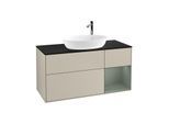 Villeroy und Boch Finion Waschtischunterschrank G952GMHH 120cm, Abdeckplatte black matt, Emotion, Regale Olive matt lacquer, Sand Matt Lacquer