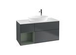 Villeroy und Boch Finion Waschtischunterschrank G941GMHG 120cm, Abdeckplatte white matt, Emotion, Regale Olive matt lacquer, Midnight Blue Matt Lacquer