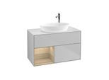 Villeroy und Boch Finion Waschtischunterschrank F891PCGJ 100cm, Abdeckplatte white matt, Regale Oak Veneer, Light grey matt