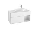 Villeroy und Boch Finion Waschtischunterschrank F951GJGF 120cm, Abdeckplatte white matt, Regale Light grey matt lacquer, Glossy white lacquer