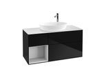 Villeroy und Boch Finion Waschtischunterschrank G941MTPH 120cm, Abdeckplatte white matt, Emotion, Regale White matt lacquer, Glossy Black Lacquer