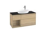 Villeroy und Boch Finion Waschtischunterschrank G942PCPC 120cm, Abdeckplatte black matt, Emotion, Regale Oak Veneer, Oak Veneer