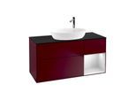 Villeroy und Boch Finion Waschtischunterschrank G952MTHB 120cm, Abdeckplatte black matt, Emotion, Regale White matt lacquer, Peony Matt