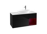 Villeroy und Boch Finion Waschtischunterschrank F951HBPH 120cm, Abdeckplatte white matt, Regale Peony matt lacquer, Glossy Black Lacquer
