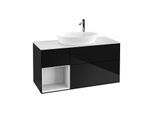 Villeroy und Boch Finion Waschtischunterschrank G941GFPH 120cm, Abdeckplatte white matt, Emotion, Regale Glossy white lacquer, Glossy Black Lacquer