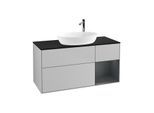 Villeroy und Boch Finion Waschtischunterschrank G952HGGJ 120cm, Abdeckplatte black matt, Emotion, Regale Midnight matt lacquer, Light grey matt