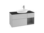 Villeroy und Boch Finion Waschtischunterschrank F952GKGJ 120cm, Abdeckplatte black matt, Regale Anthracite matt lacquer, Light grey matt