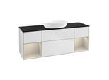 Villeroy und Boch Finion Waschtischunterschrank FD02HHMT 120cm, Abdeckplatte black matt, Regale sand matt lacquer, White matt lacquer