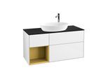 Villeroy und Boch Finion Waschtischunterschrank G942HFGF 120cm, Abdeckplatte black matt, Emotion, Regale Gold matt lacquer, Glossy white lacquer