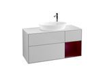 Villeroy und Boch Finion Waschtischunterschrank F951HBGJ 120cm, Abdeckplatte white matt, Regale Peony matt lacquer, Light grey matt