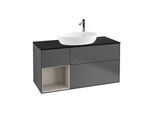 Villeroy und Boch Finion Waschtischunterschrank G942HHGK 120cm, Abdeckplatte black matt, Emotion, Regale sand matt lacquer, Anthracite matt