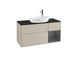 Villeroy und Boch Finion Waschtischunterschrank F952GKHH 120cm, Abdeckplatte black matt, Regale Anthracite matt lacquer, Sand Matt Lacquer