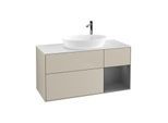 Villeroy und Boch Finion Waschtischunterschrank F951GKHH 120cm, Abdeckplatte white matt, Regale Anthracite matt lacquer, Sand Matt Lacquer