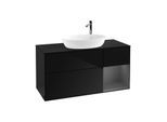 Villeroy und Boch Finion Waschtischunterschrank F952GKPH 120cm, Abdeckplatte black matt, Regale Anthracite matt lacquer, Glossy Black Lacquer