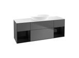 Villeroy und Boch Finion Waschtischunterschrank FD01PHGK 120cm, Abdeckplatte white matt, Regale Glossy black lacquer, Anthracite matt