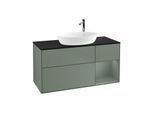 Villeroy und Boch Finion Waschtischunterschrank F952GMGM 120cm, Abdeckplatte black matt, Regale Olive matt lacquer, Olive Matt Lacquer
