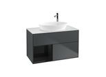 Villeroy und Boch Finion Waschtischunterschrank F891PHHG 100cm, Abdeckplatte white matt, Regale Glossy black lacquer, Midnight Blue Matt Lacquer