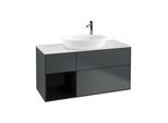 Villeroy und Boch Finion Waschtischunterschrank G941PHHG 120cm, Abdeckplatte white matt, Emotion, Regale Glossy black lacquer, Midnight Blue Matt Lacquer