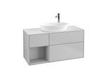 Villeroy und Boch Finion Waschtischunterschrank G941GJGJ 120cm, Abdeckplatte white matt, Emotion, Regale Light grey matt lacquer, Light grey matt
