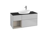 Villeroy und Boch Finion Waschtischunterschrank G942HHGJ 120cm, Abdeckplatte black matt, Emotion, Regale sand matt lacquer, Light grey matt