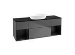 Villeroy und Boch Finion Waschtischunterschrank FD02PDGK 120cm, Abdeckplatte black matt, Regale Black matt lacquer, Anthracite matt