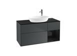 Villeroy und Boch Finion Waschtischunterschrank F952PHHG 120cm, Abdeckplatte black matt, Regale Glossy black lacquer, Midnight Blue Matt Lacquer