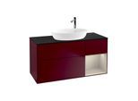 Villeroy und Boch Finion Waschtischunterschrank F952HHHB 120cm, Abdeckplatte black matt, Regale sand matt lacquer, Peony Matt