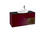 Villeroy und Boch Finion Waschtischunterschrank F952GNHB 120cm, Abdeckplatte black matt, Regale Walnut Veneer, Peony Matt