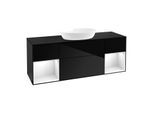 Villeroy und Boch Finion Waschtischunterschrank GD02GFPH 120cm, Abdeckplatte black matt, Emotion, Regale Glossy white lacquer, Glossy Black Lacquer