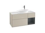 Villeroy und Boch Finion Waschtischunterschrank F951HGHH 120cm, Abdeckplatte white matt, Regale Midnight matt lacquer, Sand Matt Lacquer
