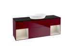 Villeroy und Boch Finion Waschtischunterschrank GD02HHHB 120cm, Abdeckplatte black matt, Emotion, Regale sand matt lacquer, Peony Matt