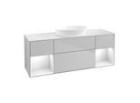Villeroy und Boch Finion Waschtischunterschrank GD01GFGJ 120cm, Abdeckplatte white matt, Emotion, Regale Glossy white lacquer, Light grey matt