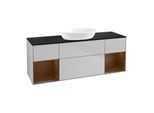 Villeroy und Boch Finion Waschtischunterschrank GD02GNGJ 120cm, Abdeckplatte black matt, Emotion, Regale Walnut Veneer, Light grey matt