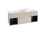 Villeroy und Boch Finion Waschtischunterschrank GD01PDHH 120cm, Abdeckplatte white matt, Emotion, Regale Black matt lacquer, Sand Matt Lacquer