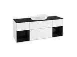 Villeroy und Boch Finion Waschtischunterschrank FD02PHGF 120cm, Abdeckplatte black matt, Regale Glossy black lacquer, Glossy white lacquer