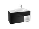 Villeroy und Boch Finion Waschtischunterschrank G951MTPD 120cm, Abdeckplatte white matt, Emotion, Regale White matt lacquer, Black matt lacquer