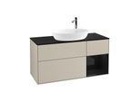 Villeroy und Boch Finion Waschtischunterschrank G952PHHH 120cm, Abdeckplatte black matt, Emotion, Regale Glossy black lacquer, Sand Matt Lacquer