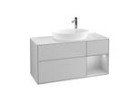 Villeroy und Boch Finion Waschtischunterschrank G951GJGJ 120cm, Abdeckplatte white matt, Emotion, Regale Light grey matt lacquer, Light grey matt