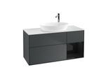 Villeroy und Boch Finion Waschtischunterschrank F951PHHG 120cm, Abdeckplatte white matt, Regale Glossy black lacquer, Midnight Blue Matt Lacquer