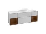Villeroy und Boch Finion Waschtischunterschrank GD01GNGJ 120cm, Abdeckplatte white matt, Emotion, Regale Walnut Veneer, Light grey matt
