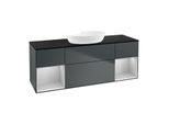 Villeroy und Boch Finion Waschtischunterschrank GD02GJHG 120cm, Abdeckplatte black matt, Emotion, Regale Light grey matt lacquer, Midnight Blue Matt Lacquer