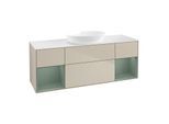 Villeroy und Boch Finion Waschtischunterschrank GD01GMHH 120cm, Abdeckplatte white matt, Emotion, Regale Olive matt lacquer, Sand Matt Lacquer