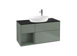Villeroy und Boch Finion Waschtischunterschrank G942GMGM 120cm, Abdeckplatte black matt, Emotion, Regale Olive matt lacquer, Olive Matt Lacquer