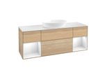 Villeroy und Boch Finion Waschtischunterschrank GD01GFPC 120cm, Abdeckplatte white matt, Emotion, Regale Glossy white lacquer, Oak Veneer