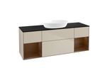 Villeroy und Boch Finion Waschtischunterschrank FD02GNHH 120cm, Abdeckplatte black matt, Regale Walnut Veneer, Sand Matt Lacquer