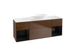 Villeroy und Boch Finion Waschtischunterschrank GD01PHGN 120cm, Abdeckplatte white matt, Emotion, Regale Glossy black lacquer, Walnut veneer