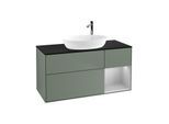 Villeroy und Boch Finion Waschtischunterschrank G952GJGM 120cm, Abdeckplatte black matt, Emotion, Regale Light grey matt lacquer, Olive Matt Lacquer