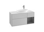 Villeroy und Boch Finion Waschtischunterschrank G951GKGJ 120cm, Abdeckplatte white matt, Emotion, Regale Anthracite matt lacquer, Light grey matt