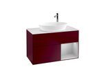 Villeroy und Boch Finion Waschtischunterschrank F901GJHB 100cm, Abdeckplatte white matt, Regale Light grey matt lacquer, Peony Matt