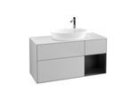 Villeroy und Boch Finion Waschtischunterschrank F951PDGJ 120cm, Abdeckplatte white matt, Regale Black matt lacquer, Light grey matt